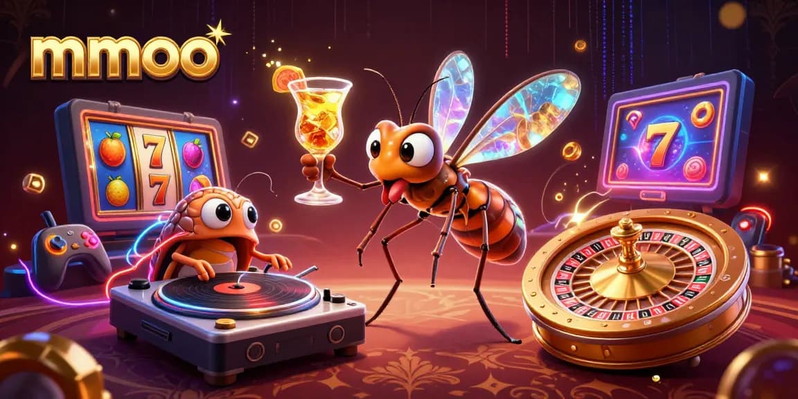 Spin and win at mmoo with vibrant slot reels and engaging casino elements in a dynamic 3D illustration.