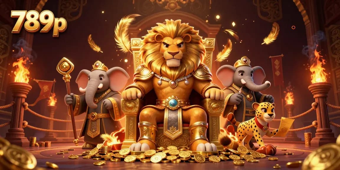 Experience thrilling wins with 789p as a fierce lion king leads in a dynamic casino scene.
