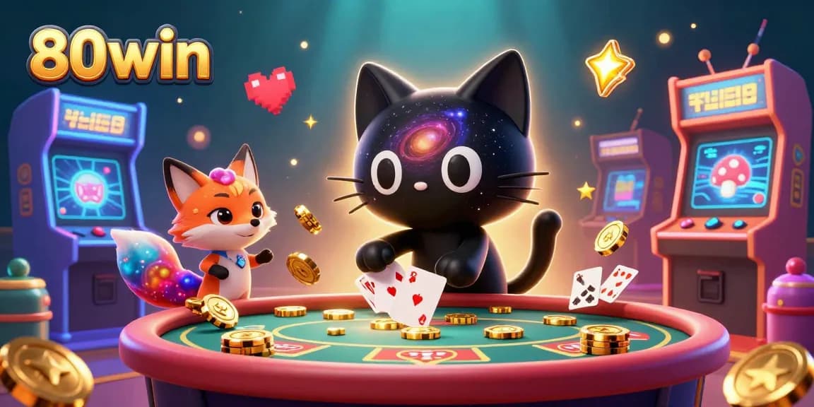 Experience thrilling gameplay with 80win at a cosmic casino table alongside a black hole cat.