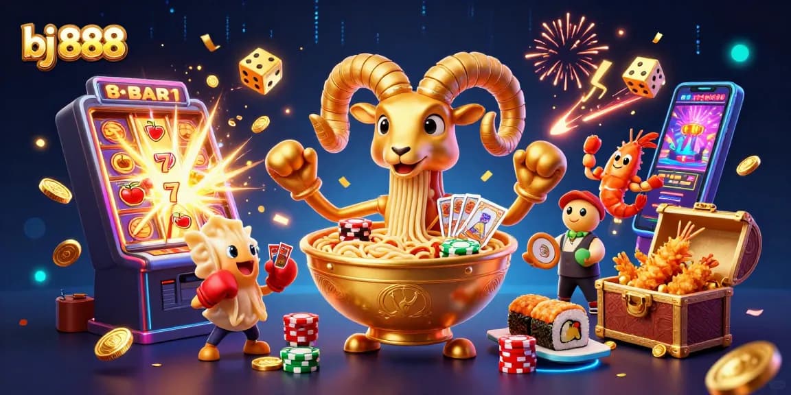 Experience the vibrant action of bj 888 with a dynamic casino scene featuring engaging characters and thrilling game elements.