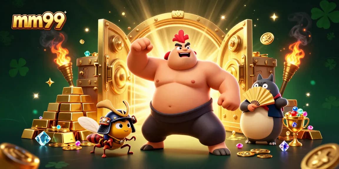 Experience thrilling gameplay at mm99 with powerful sumo wrestler, samurai cricket, and announcer.