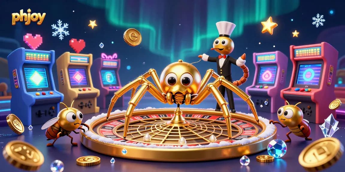 Experience thrilling gaming action at phjoy with our vibrant 3D casino illustration, featuring unique characters.