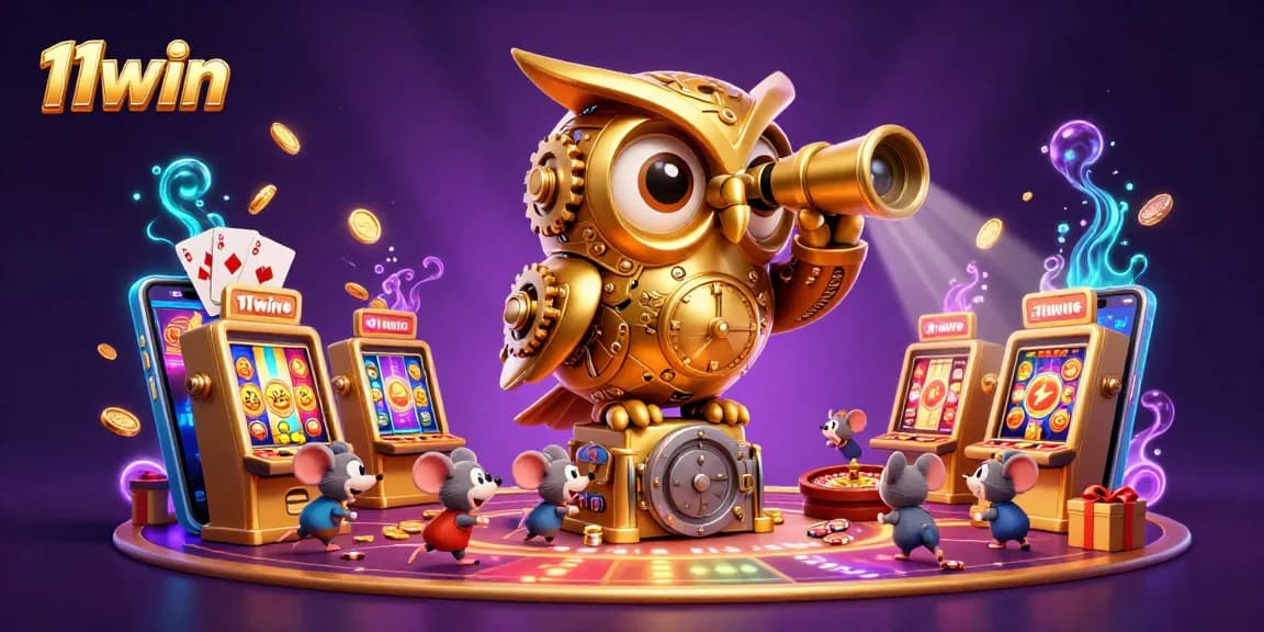 Experience the thrill of 11win with a vibrant casino scene featuring unique characters and dynamic game elements.