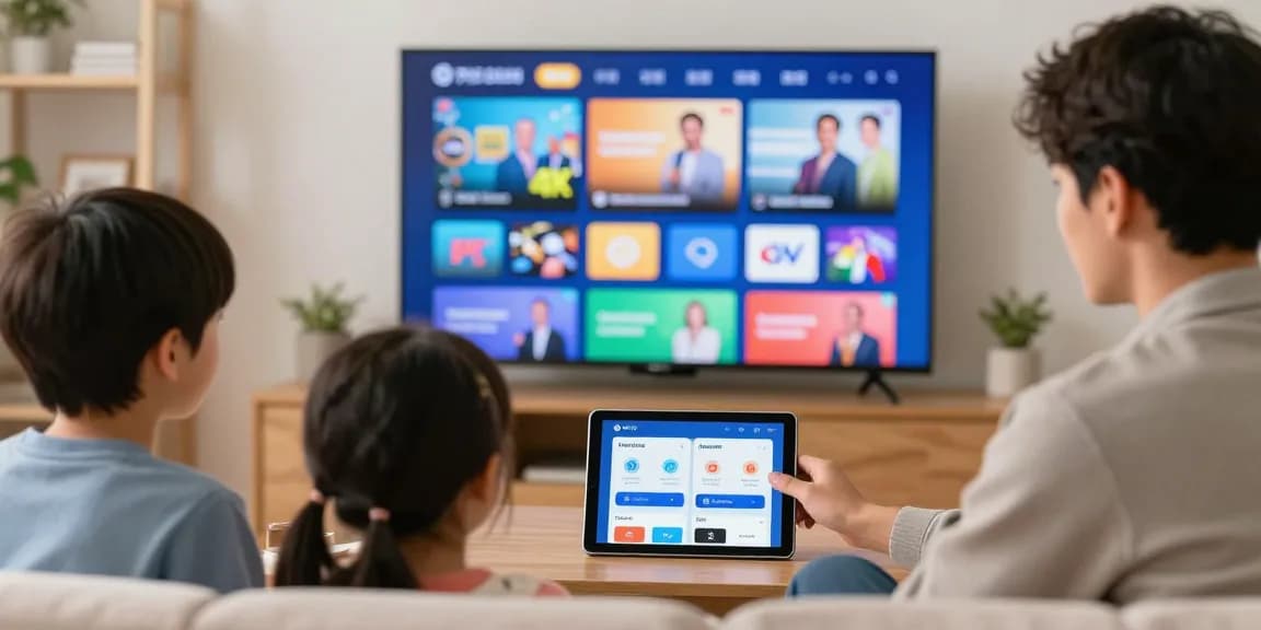 IPTV UK – Trusted IPTV provider showcasing live channels to local families in a welcoming home environment.