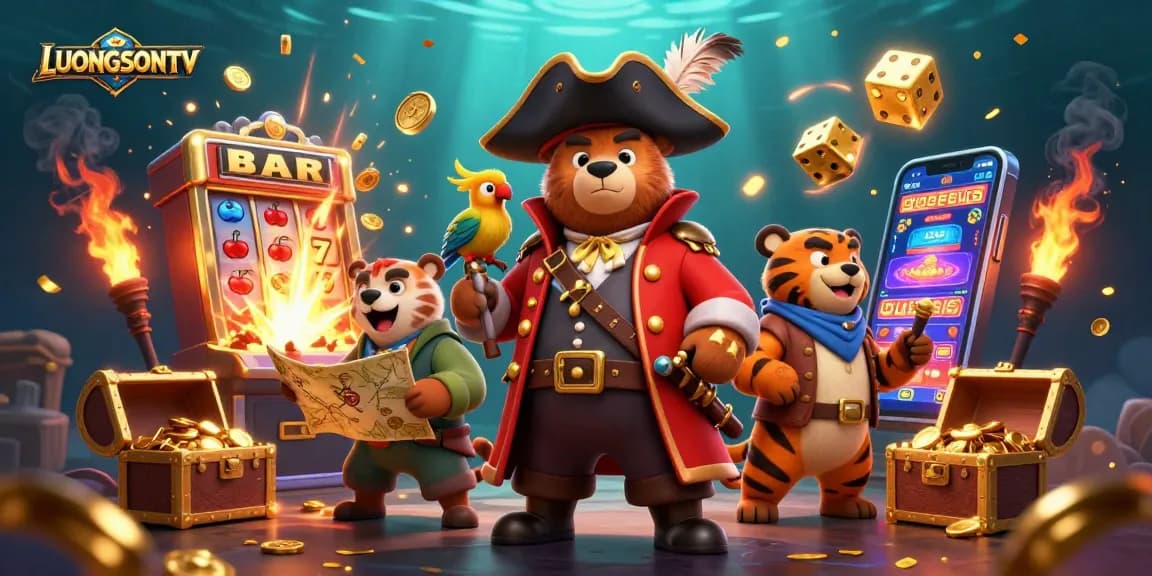 LUONGSONTV showcases an exciting online gambling scene with dynamic slot machines and rich visuals.