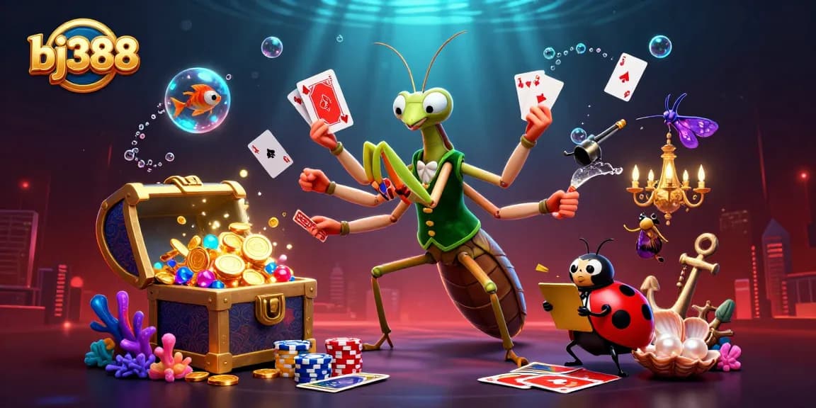 Experience exciting action at bj388 with a colorful 3D casino scene featuring unique characters and dynamic elements.