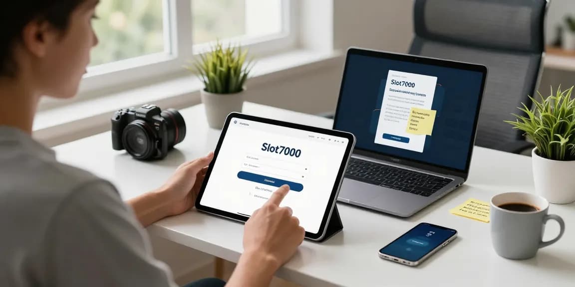 Seamless access to Slot7000 application in a modern workspace, highlighting secure login process.