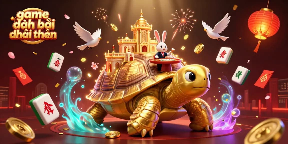 Engage in the vibrant world of game đánh bài đổi thưởng with cartoon characters and casino elements.