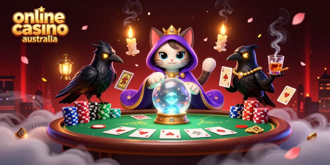 Experience the excitement of online casino Australia with vibrant 3D cartoon elements and mystical characters.