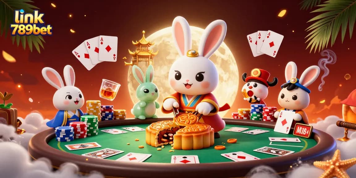 Join the fun with link 789bet as the moon rabbit reveals poker treasures on a lunar adventure.