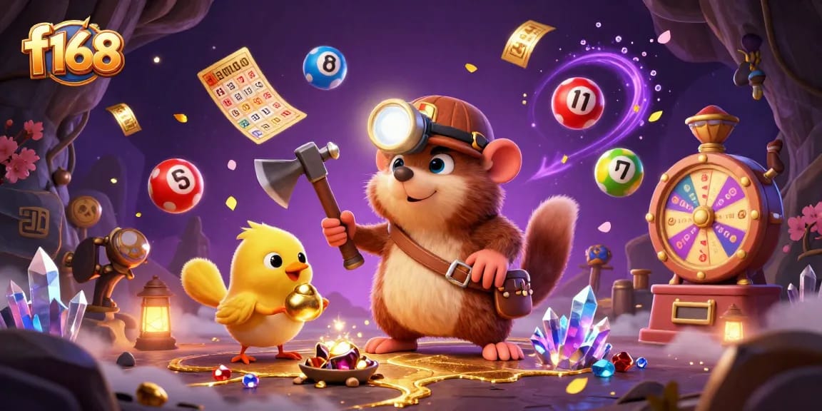 Experience the excitement of f168 with a treasure hunter in a vibrant casino adventure.