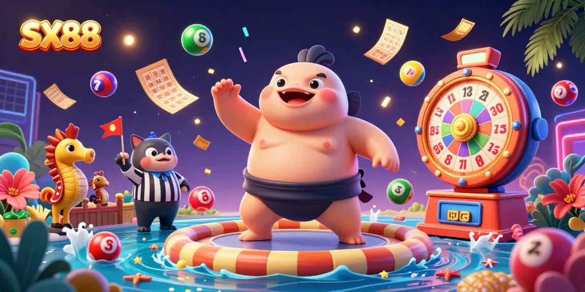 SX88 showcases a colorful underwater gambling scene with a fugu character and catfish referee.