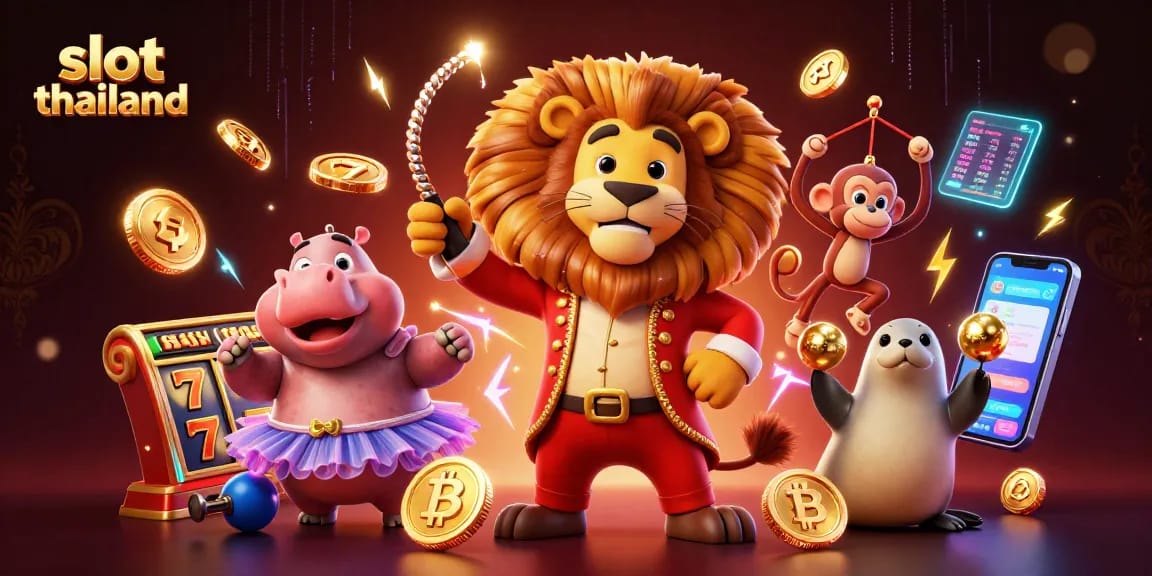 Spin the slot thailand reels with vibrant characters and crypto coins in this exciting online casino scene.