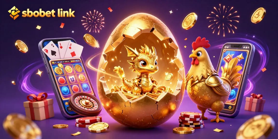 Bet on your favorite games with sbobet link, featuring a golden dragon and poker chips illustration.