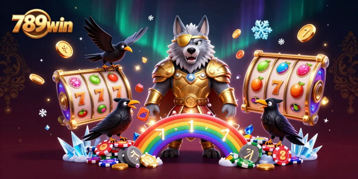 Experience the thrill of 789win with dynamic slot reels, Odin, and vibrant casino elements.