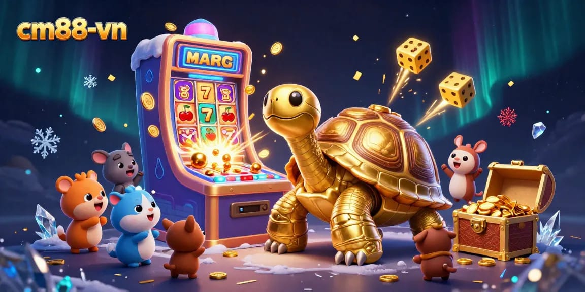 Experience fun gambling at cm88-vn with a vibrant 3D scene filled with exciting casino games.