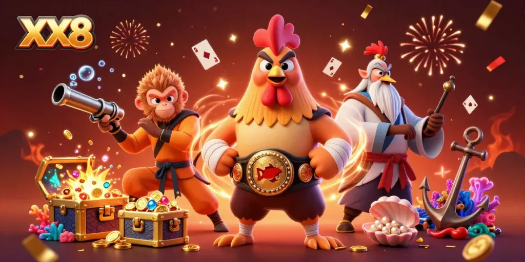 Experience the thrill of XX8 with vibrant casino-themed characters and rich gameplay elements.