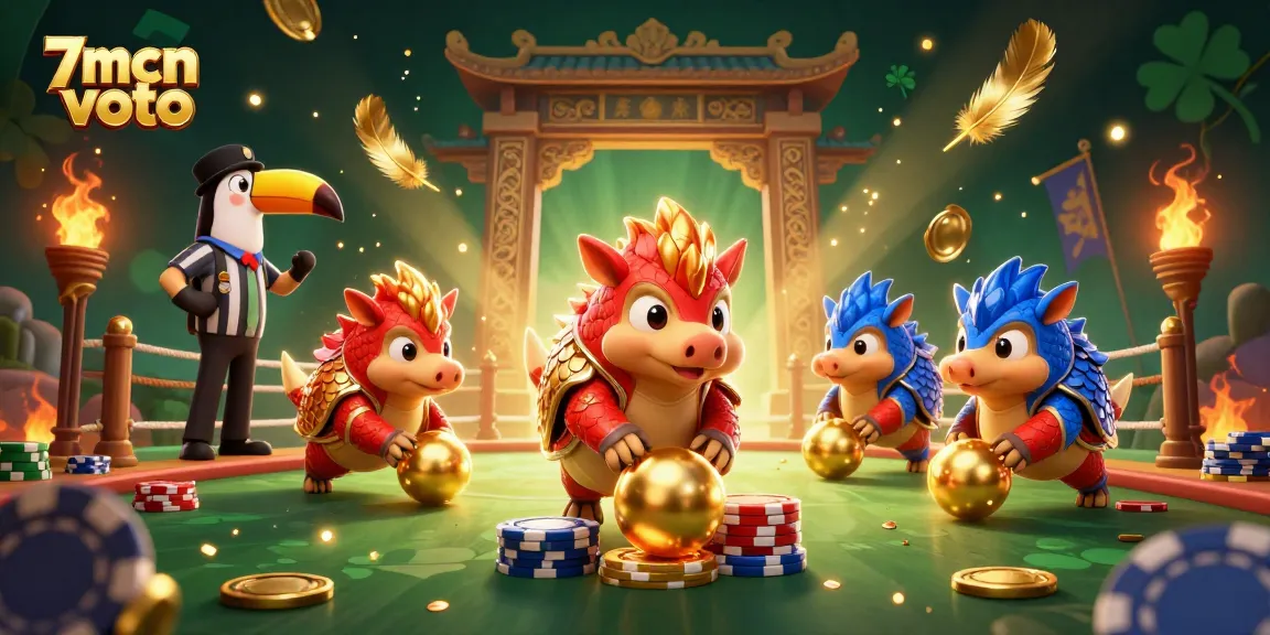 Engage with 7mcn voto by competing in a thrilling casino showdown amidst gold and poker chips.