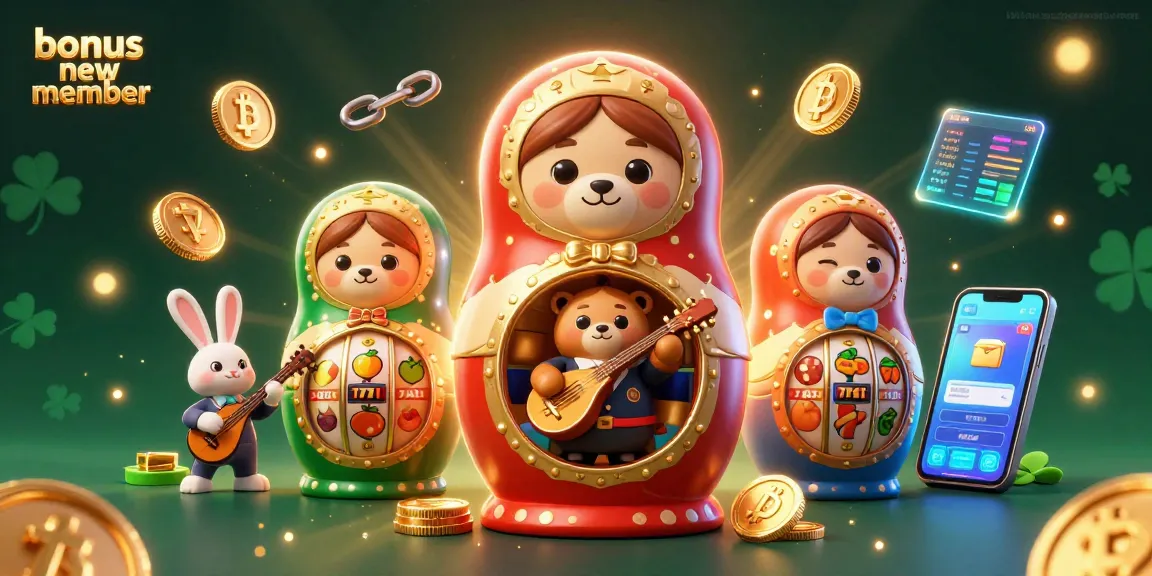 Engage with the bonus new member experience featuring vibrant casino scenes and captivating 3D characters.