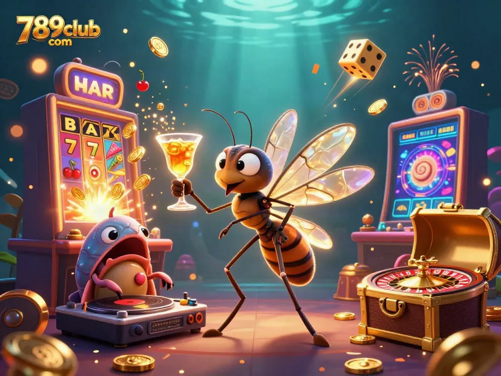 Experience thrilling gameplay at 789club com with a dynamic 3D casino scene showcasing excitement and big wins!