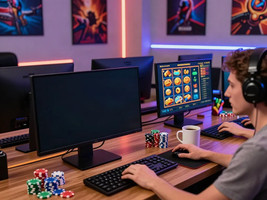 Player enjoying games not on gamstop with captivating visuals and colorful elements