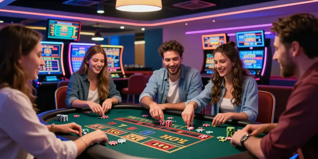 Players engaging in vibrant online casino games not on gamstop, showcasing excitement and diverse gameplay.