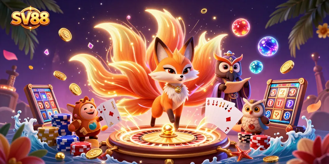Experience thrilling gameplay at SV88 with vibrant casino elements and mythical characters.