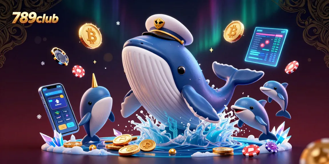 Experience thrilling gaming fun at 789club with colorful 3D whales and poker chips.