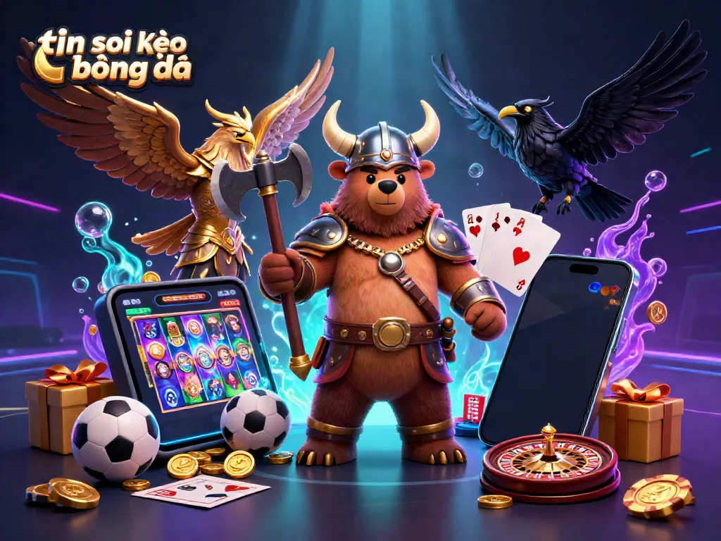 Engaging sports betting scene illustrating tin soi kèo bóng đá with vibrant characters and gaming elements.