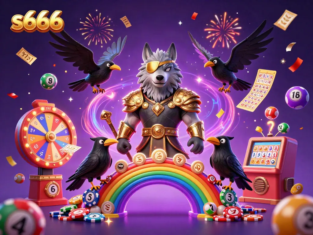 Engage with the vibrant world of s666, featuring dynamic lottery elements and a Norse-inspired scene.