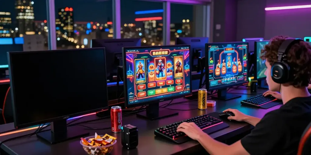 Engaging gaming scene featuring casino games not on GamStop with vibrant visuals and player interaction.