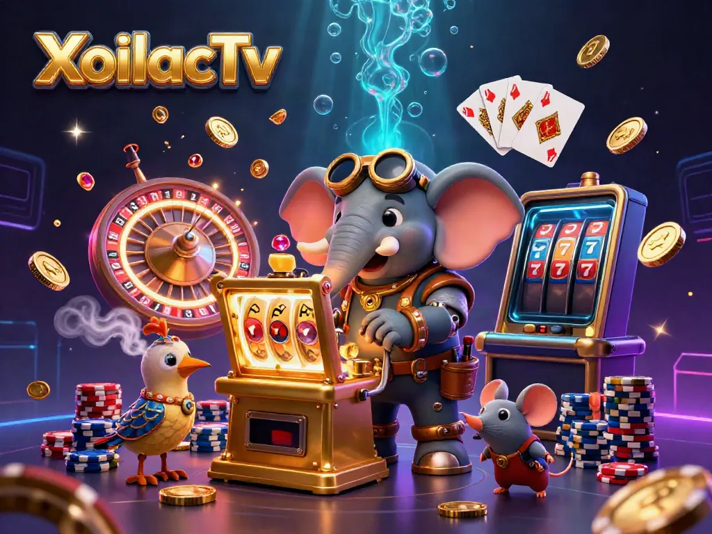 XoilacTv showcases an exciting 3D steampunk scene with vibrant characters and thrilling gaming elements in action.