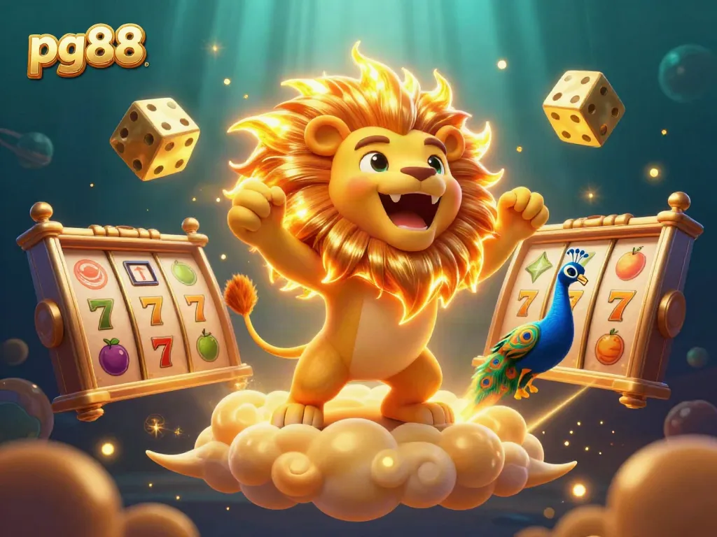 Experience winning thrills at pg88 with a vibrant casino scene featuring exciting slot elements and sparkling treasures.