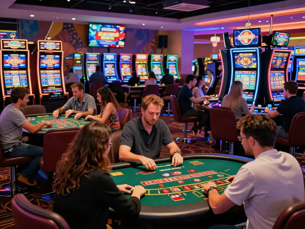 Players enjoying exciting games not on gamstop in a lively casino environment