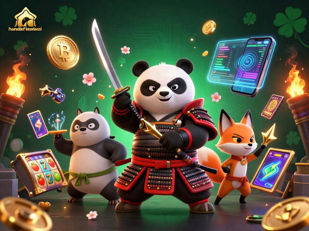 Engage with nhandinhkeonhacai's vibrant casino action featuring a samurai panda and crypto elements.
