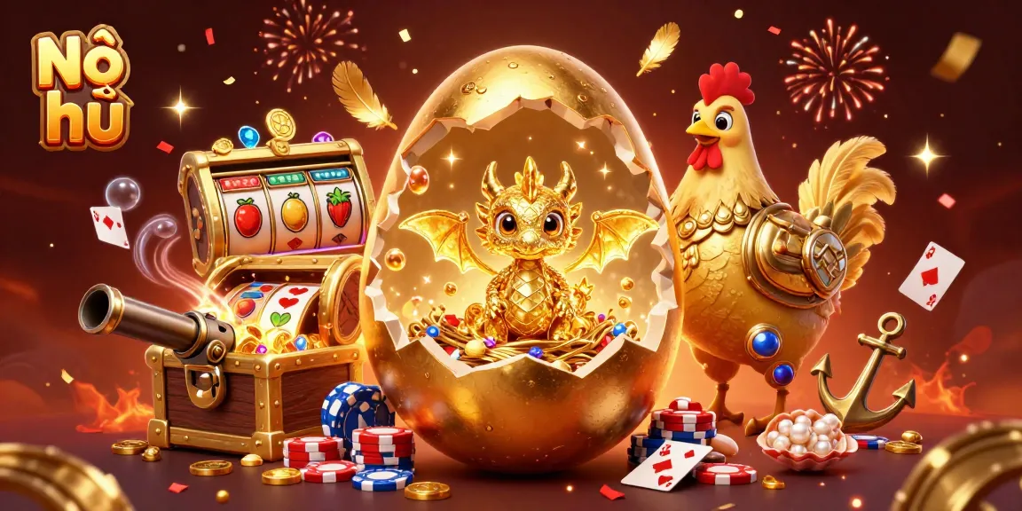 Nổ hũ game featuring a golden dragon on poker chips amidst vibrant jackpot elements