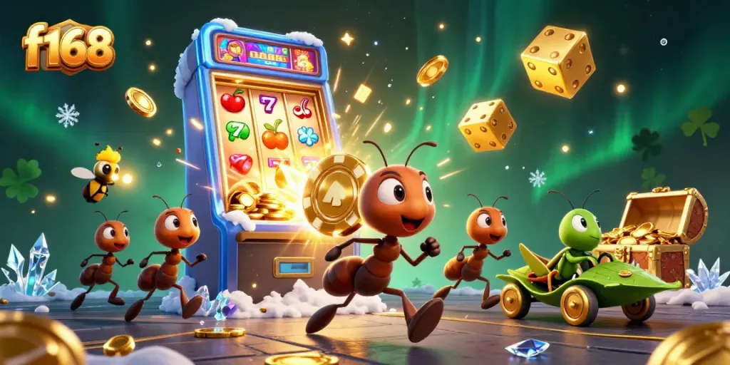 Join the playful f168 ants in a thrilling heist at a casino loaded with jackpots and prizes!