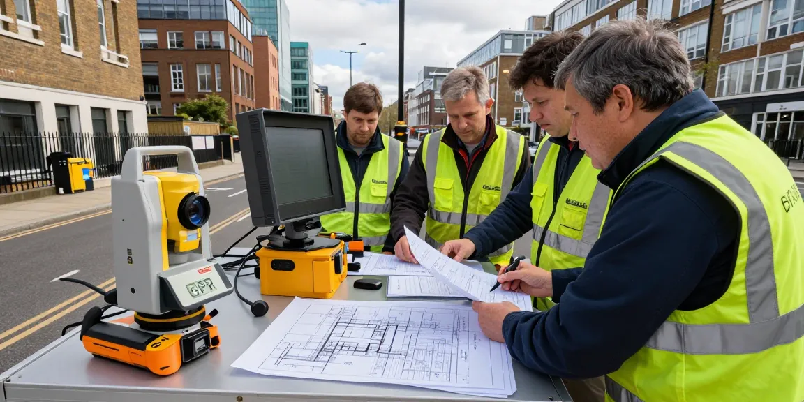 GPR Utility Surveys PAS128 London: Surveyor using Ground Penetrating Radar in urban setting.