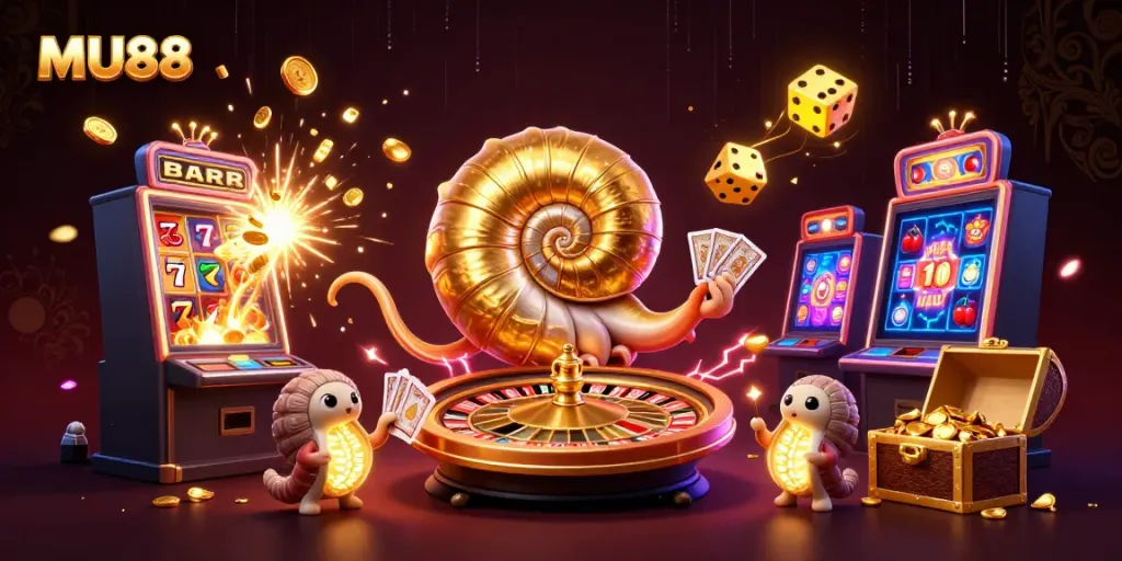 Engage with MU88's thrilling casino experience featuring vibrant characters and jackpot excitement.