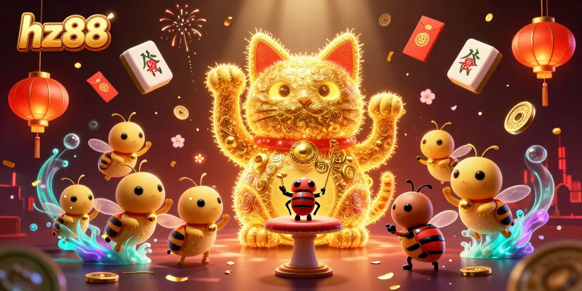 Engage with hz88's vibrant casino world where luck and strategy collide in a dazzling illustration.