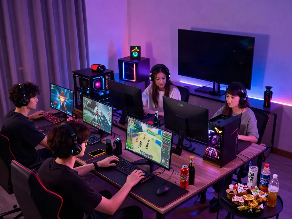 Friends enjoying games not on GamStop in an exciting gaming setup