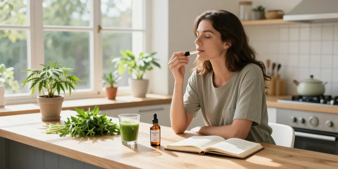 Experience natural wellness with strong thc vapes uk and CBD oil tinctures in a serene kitchen setting.