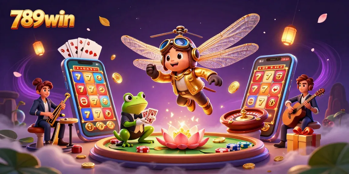 Win big at 789win with our vibrant casino scene featuring action-packed games and characters.