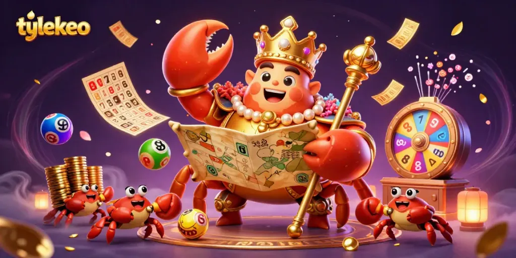 Engage with the exciting world of tylekeo through a vibrant gaming scene featuring a golden crab emperor.