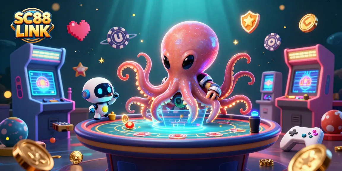 Engage with SC88 LINK at a vibrant, alien-themed poker game with exciting characters and animated casino elements.