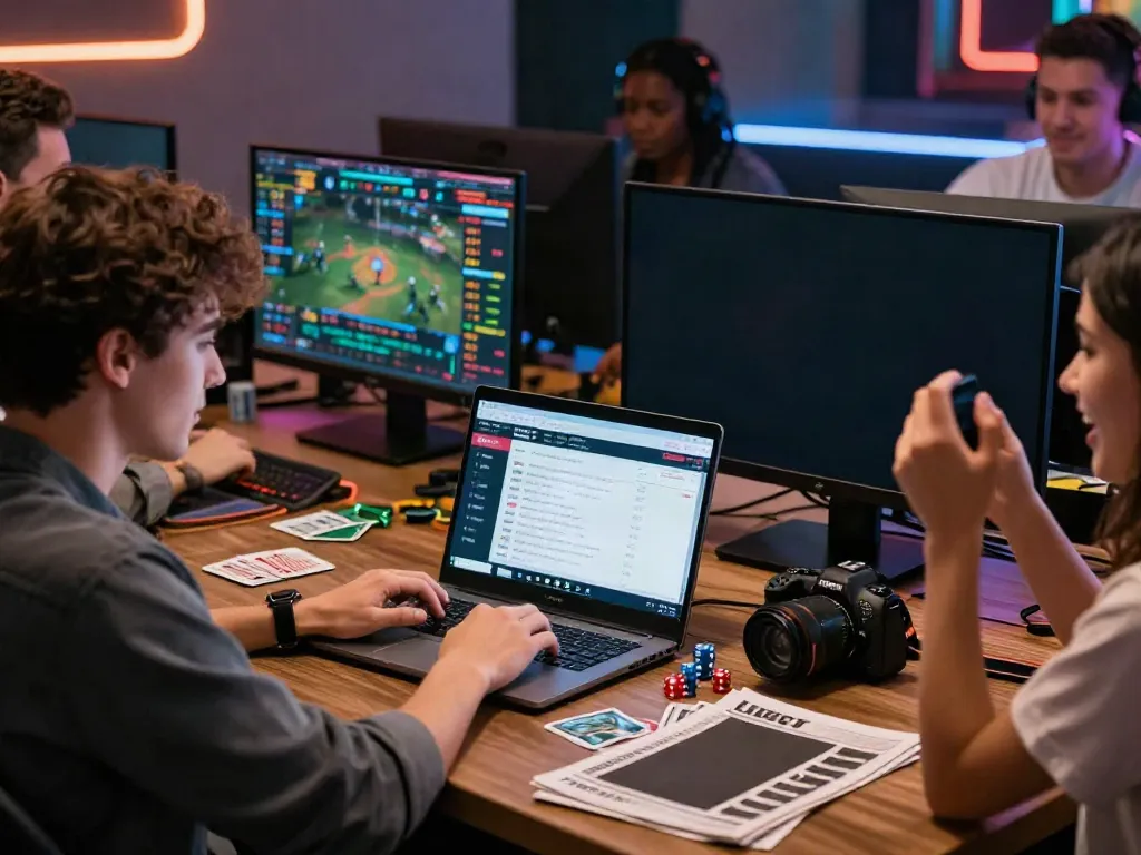 Players engaging in online betting on https://8kbeteu.com/, showcasing a vibrant gaming environment with excitement.