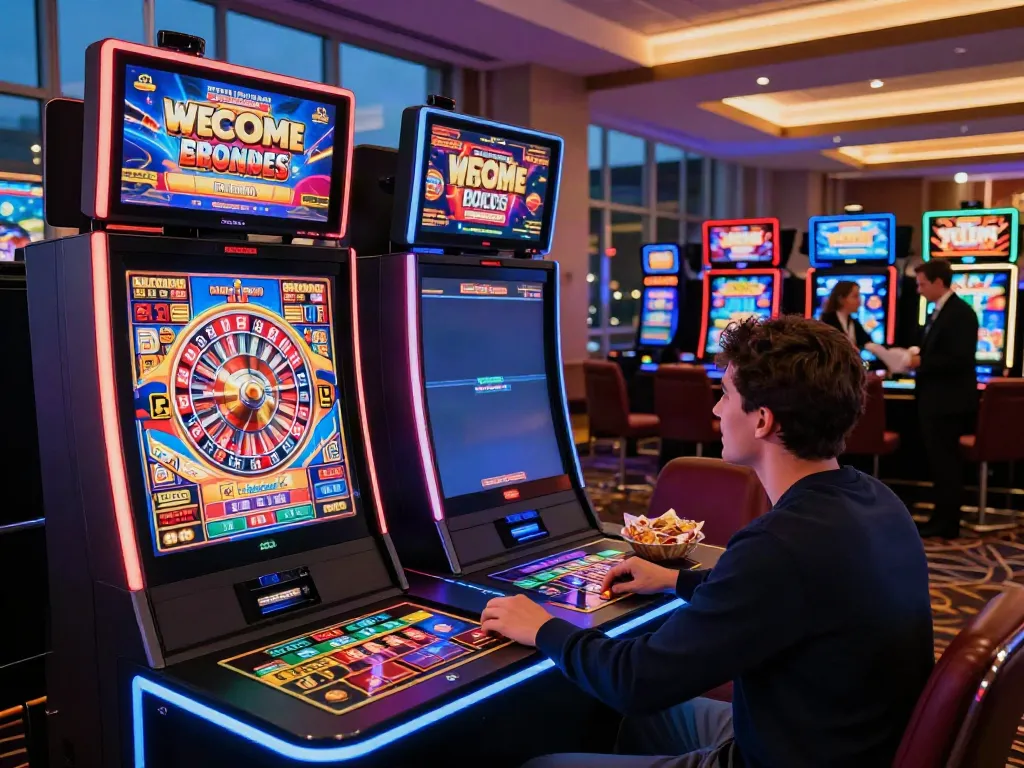 Exciting online gaming scene showing a player enjoying games not on GamStop at a modern casino setup.