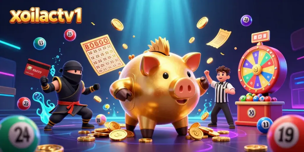 Engage with the vibrant gambling dynamics of xoilactv1 featuring colorful elements and character action.