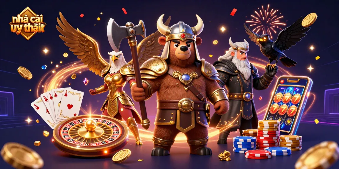 Experience vibrant gaming with nhà cái uy tín, featuring colorful 3D casino elements and engaging characters.
