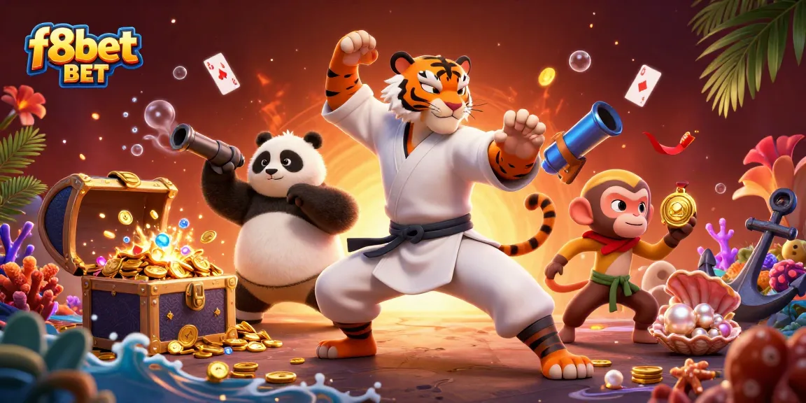 Watch the exciting f8bet BET scene as a kung fu tiger and panda disciple perform a stance with treasures.